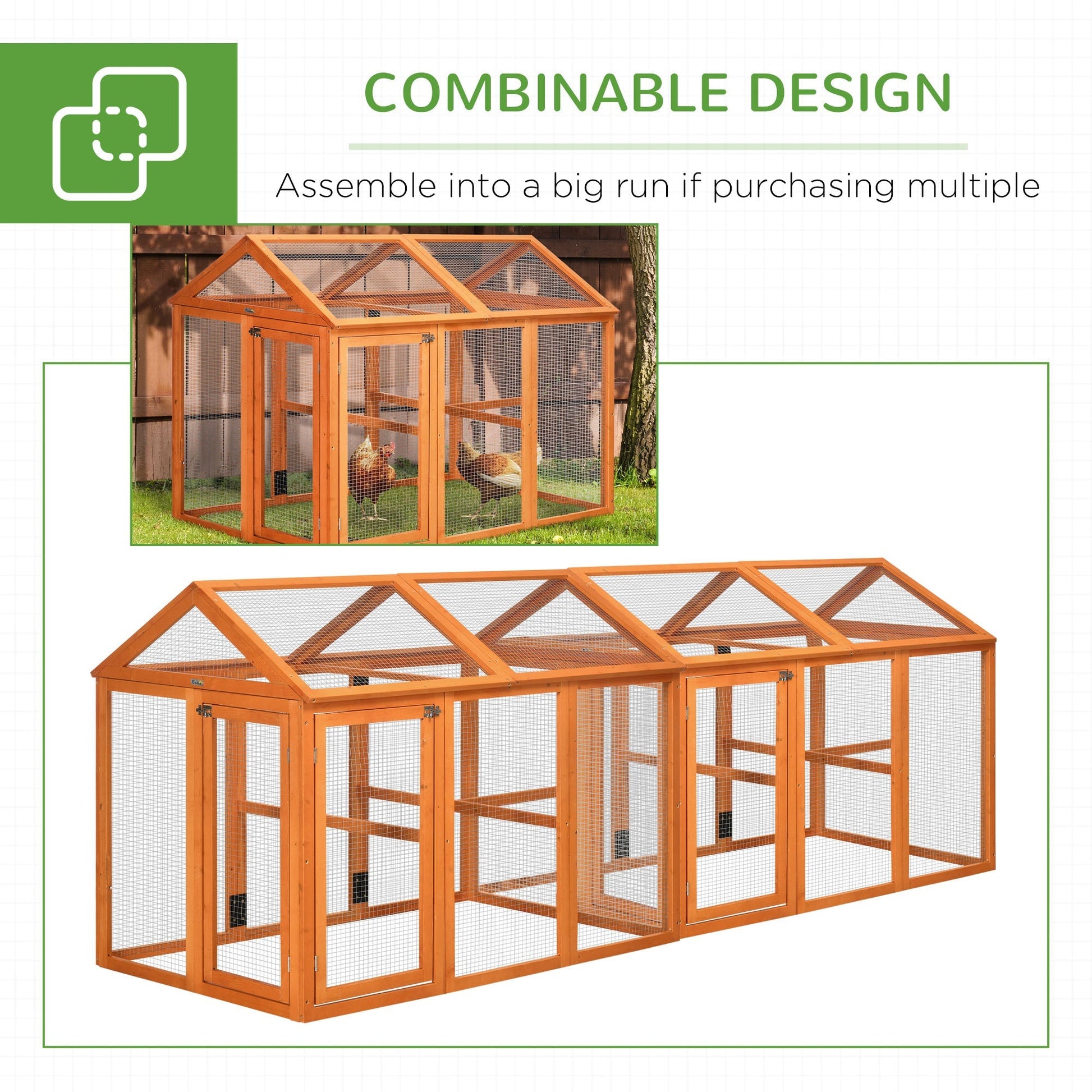 HKM-1631549 Wooden Chicken Coop with Perches - 4.6' x 2.8' Outdoor Run for 1-3 Chickens, Orange