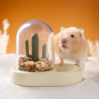 HKM-1631677 Automatic Cactus-Shaped Pet Feeder with 190ml Capacity in Warm Yellow and Mint Green