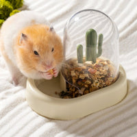 HKM-1631677 Automatic Cactus-Shaped Pet Feeder with 190ml Capacity in Warm Yellow and Mint Green