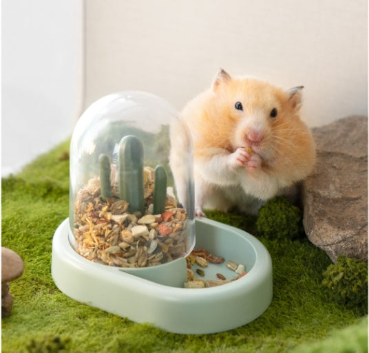 HKM-1631677 Automatic Cactus-Shaped Pet Feeder with 190ml Capacity in Warm Yellow and Mint Green