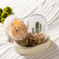 HKM-1631677 Automatic Cactus-Shaped Pet Feeder with 190ml Capacity in Warm Yellow and Mint Green