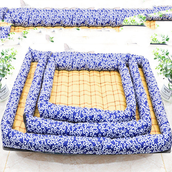 HKM-1631933 Cozy Oxford Cloth Pet Cat and Dog Nest Sleeping Mat in Blue Pattern
