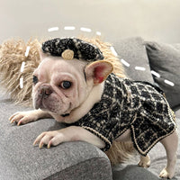 HKM-1632701 Plaid Cashmere Pet Clothing in Black and Red - Free Size (40CM Inner Head Circumference)
