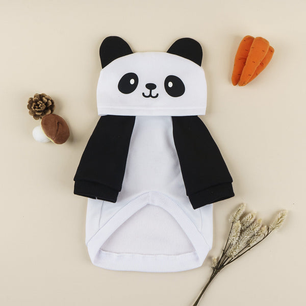 HKM-1632957 Adorable Panda-Shaped Sweater for Pets in Black and White, Comfortable Polyester Fabric, Various Sizes Available
