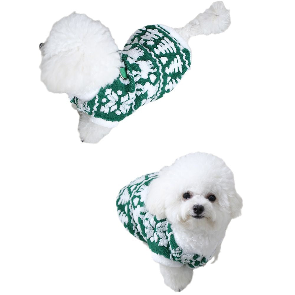 HKM-1633469 Plush Hoodie for Small Dogs and Cats with Traction Rope Buckle for Winter and Holiday Seasons
