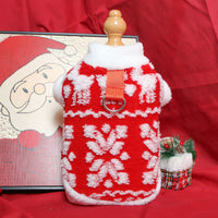 HKM-1633469 Plush Hoodie for Small Dogs and Cats with Traction Rope Buckle for Winter and Holiday Seasons