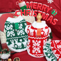 HKM-1633469 Plush Hoodie for Small Dogs and Cats with Traction Rope Buckle for Winter and Holiday Seasons