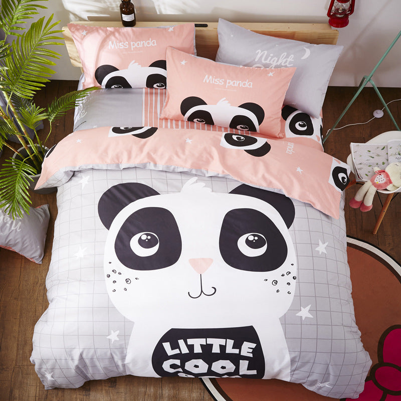 HKM-163411 Cartoon-Themed 4-Piece Cotton Bedding Set for 1.8m Beds