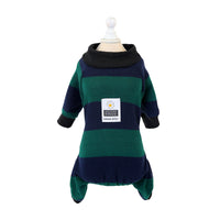 HKM-1634237 Soft Cotton Stripe Dog Clothes in Blue, Red, Green - Cozy Velvet Homewear for All Breeds