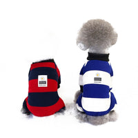 HKM-1634237 Soft Cotton Stripe Dog Clothes in Blue, Red, Green - Cozy Velvet Homewear for All Breeds