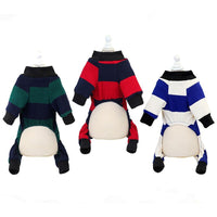 HKM-1634237 Soft Cotton Stripe Dog Clothes in Blue, Red, Green - Cozy Velvet Homewear for All Breeds