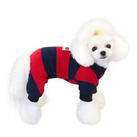 HKM-1634237 Soft Cotton Stripe Dog Clothes in Blue, Red, Green - Cozy Velvet Homewear for All Breeds