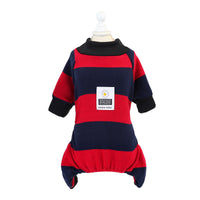 HKM-1634237 Soft Cotton Stripe Dog Clothes in Blue, Red, Green - Cozy Velvet Homewear for All Breeds