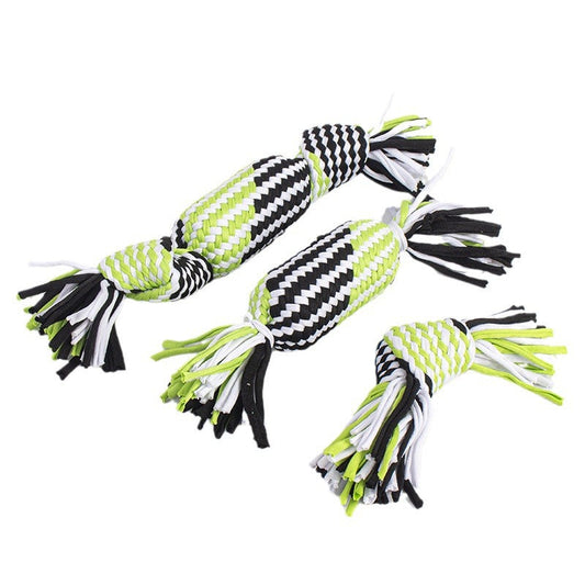 HKM-1634493 Durable Cotton Thread Pet Toy - Bite-Resistant Double Knot Design in Various Colors and Sizes