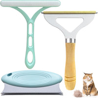HKM-1635133 Triple Pet Hair Remover Set - Reusable Lint Brush and Carpet Scraper for Easy Cleaning of Furniture, Clothes, and Car Interiors