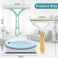 HKM-1635133 Triple Pet Hair Remover Set - Reusable Lint Brush and Carpet Scraper for Easy Cleaning of Furniture, Clothes, and Car Interiors