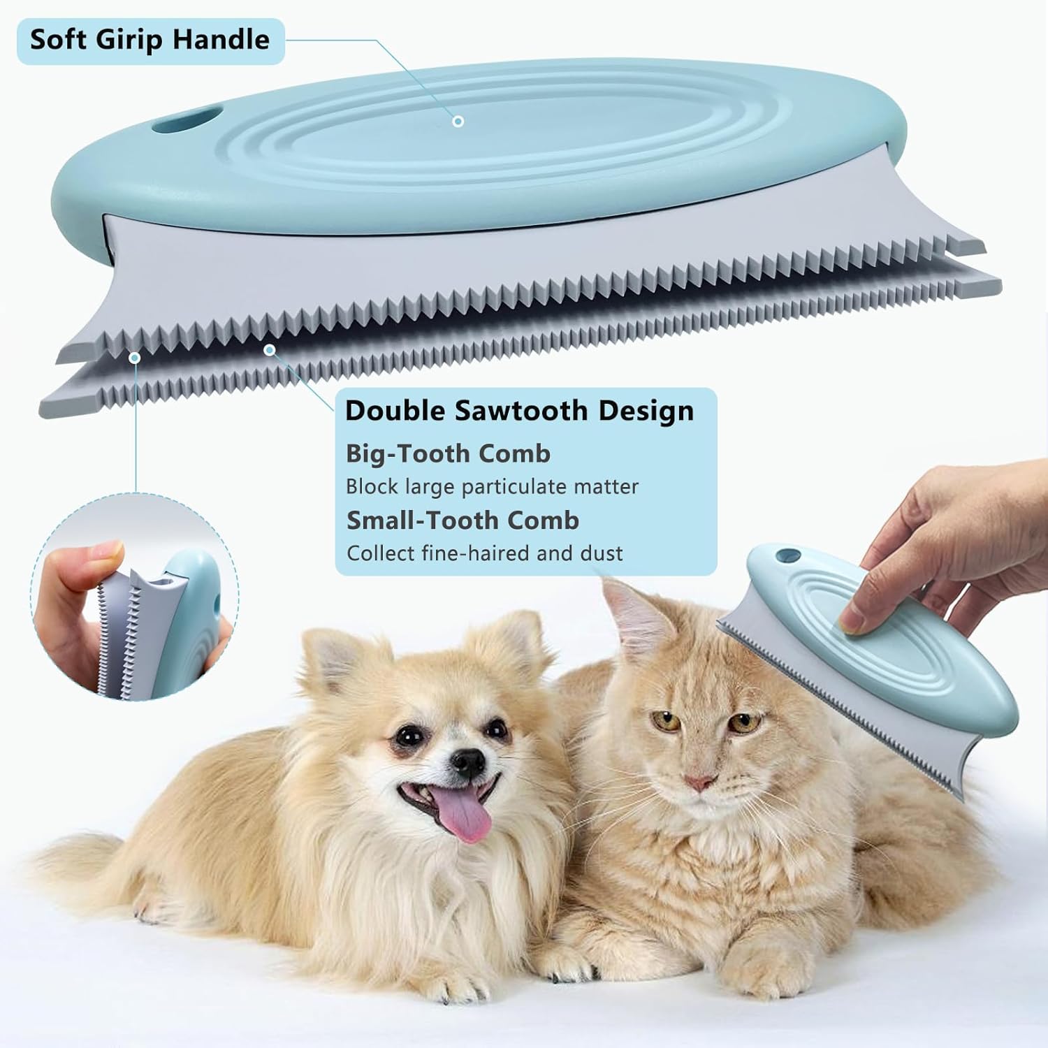 HKM-1635133 Triple Pet Hair Remover Set - Reusable Lint Brush and Carpet Scraper for Easy Cleaning of Furniture, Clothes, and Car Interiors