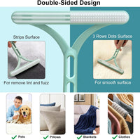 HKM-1635133 Triple Pet Hair Remover Set - Reusable Lint Brush and Carpet Scraper for Easy Cleaning of Furniture, Clothes, and Car Interiors