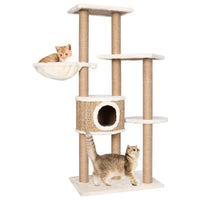 HKM-1636925 Multi-Level Cat Scratching Post with Seagrass and Plush Perches, 126 cm Height