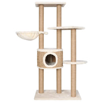 HKM-1636925 Multi-Level Cat Scratching Post with Seagrass and Plush Perches, 126 cm Height