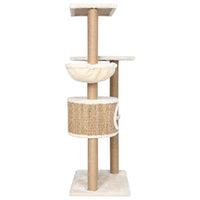 HKM-1636925 Multi-Level Cat Scratching Post with Seagrass and Plush Perches, 126 cm Height