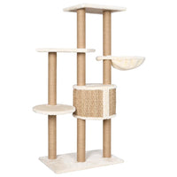 HKM-1636925 Multi-Level Cat Scratching Post with Seagrass and Plush Perches, 126 cm Height