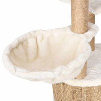 HKM-1636925 Multi-Level Cat Scratching Post with Seagrass and Plush Perches, 126 cm Height