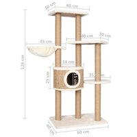 HKM-1636925 Multi-Level Cat Scratching Post with Seagrass and Plush Perches, 126 cm Height