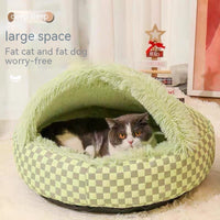 HKM-1637693 Cozy Plush Pet Warm Diamond Quilt Nest - Available in Gray, Green, Pink, 40cm, 50cm, 60cm