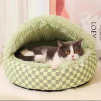 HKM-1637693 Cozy Plush Pet Warm Diamond Quilt Nest - Available in Gray, Green, Pink, 40cm, 50cm, 60cm