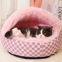 HKM-1637693 Cozy Plush Pet Warm Diamond Quilt Nest - Available in Gray, Green, Pink, 40cm, 50cm, 60cm