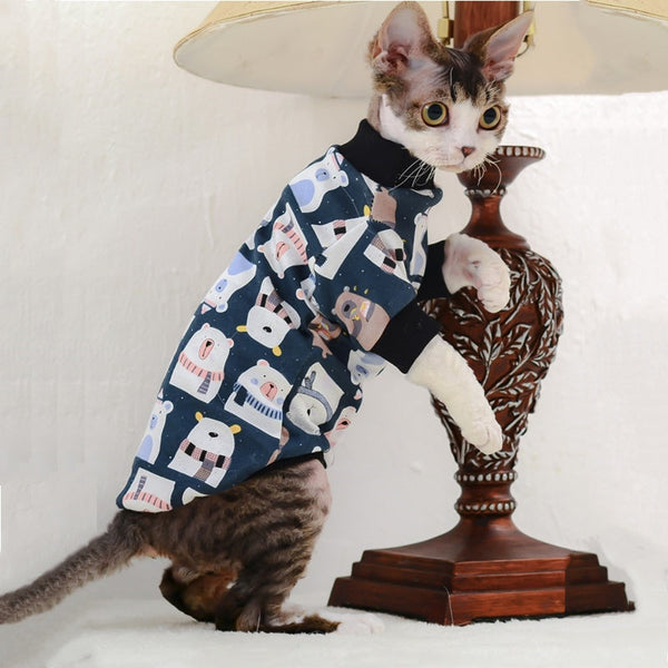 HKM-1637821 Cotton Bottoming Clothing for Hairless Cats - Air Conditioning Apparel in Lion, Pink Bear, and Tibetan Bear Designs