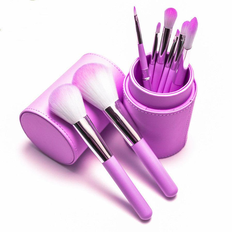 HKM-163859 8-Piece Makeup Brush Set with Wooden Handles for Foundation, Blush, and Eye Shadow Application