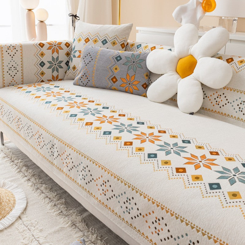HKM-163859 Bohemian Chenille Sofa Cushion Cover - Four Seasons Universal Design, Non-Slip, Various Sizes and Colors