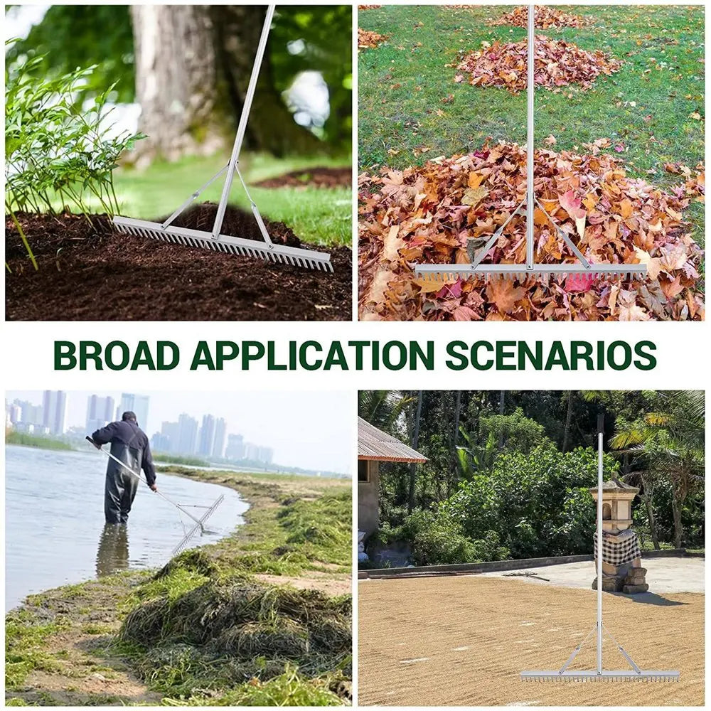 HKM-163987 36'' Aluminium Landscape Rake with 69'' Lightweight Handle for Lawn Care and Beach Use