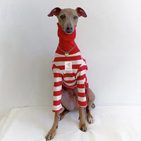 HKM-1639997 High Collar Striped Red and Black Cotton Stretch Dog Outfit for All Seasons