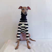 HKM-1639997 High Collar Striped Red and Black Cotton Stretch Dog Outfit for All Seasons