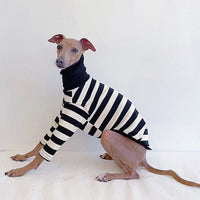 HKM-1639997 High Collar Striped Red and Black Cotton Stretch Dog Outfit for All Seasons
