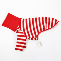 HKM-1639997 High Collar Striped Red and Black Cotton Stretch Dog Outfit for All Seasons