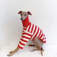 HKM-1639997 High Collar Striped Red and Black Cotton Stretch Dog Outfit for All Seasons