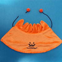 HKM-1641021 Halloween Pumpkin Double-Sided Cape & Hat Set for Dogs and Cats, Orange-Black Cloak, One Size Suitable for Small Pets