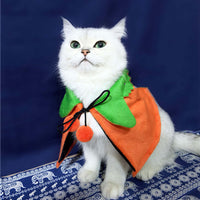HKM-1641021 Halloween Pumpkin Double-Sided Cape & Hat Set for Dogs and Cats, Orange-Black Cloak, One Size Suitable for Small Pets