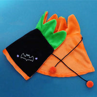 HKM-1641021 Halloween Pumpkin Double-Sided Cape & Hat Set for Dogs and Cats, Orange-Black Cloak, One Size Suitable for Small Pets