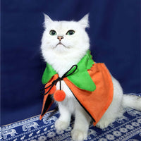 HKM-1641021 Halloween Pumpkin Double-Sided Cape & Hat Set for Dogs and Cats, Orange-Black Cloak, One Size Suitable for Small Pets