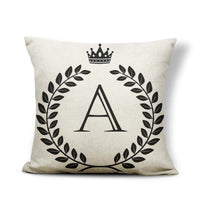 HKM-164179 Black and White Pattern Letter Assembly Pillowcase - 45x45cm Polyester Linen Cushion Cover
