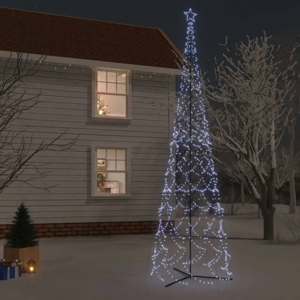 HKM-164243 Cold White LED Cone Tree 8 ft Tall, 3000 Lights for Festive Holiday Decorations