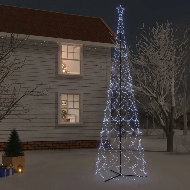 HKM-164243 Cold White LED Cone Tree 8 ft Tall, 3000 Lights for Festive Holiday Decorations
