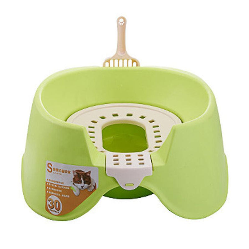 HKM-164307 Spillproof Semi-Enclosed Oversize Cat Litter Pan for Stress-Free Clean-Up