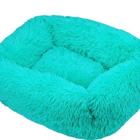 HKM-1643453 Thick Warm Plush Pet Nest Cushion in Dark Green - Cozy Square Design with Oxford Backing, XL & XXL Sizes Available