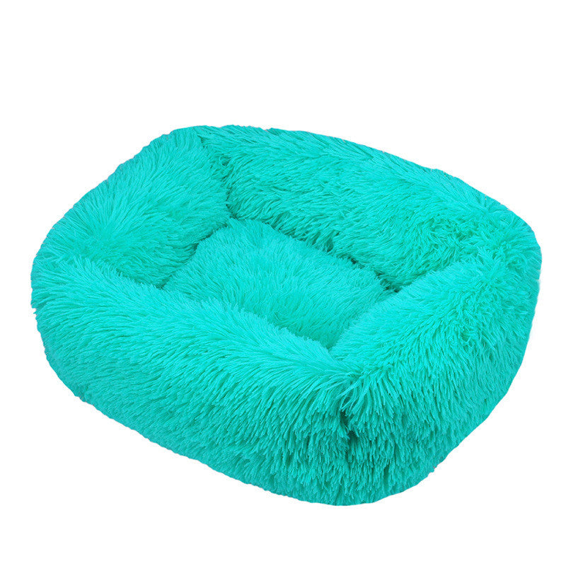 HKM-1643453 Thick Warm Plush Pet Nest Cushion in Dark Green - Cozy Square Design with Oxford Backing, XL & XXL Sizes Available